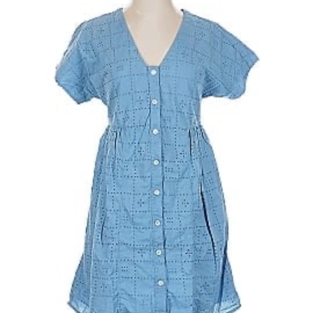 Madewell Eyelet V-Neck Cotton Mini Dress XXL - Picture 2 of 4